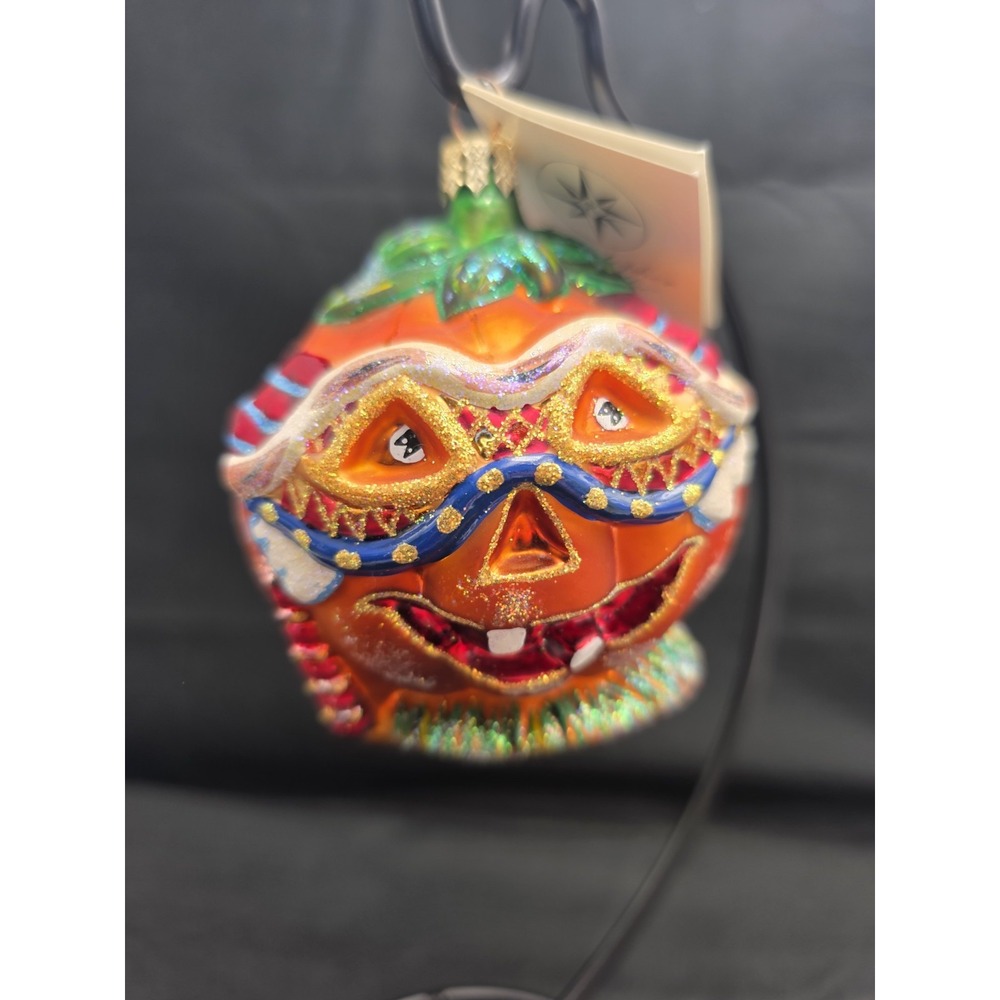 Christopher Radko Pumpkin Masquerade 2001 Halloween Glass Ornament 01-0133-0‎